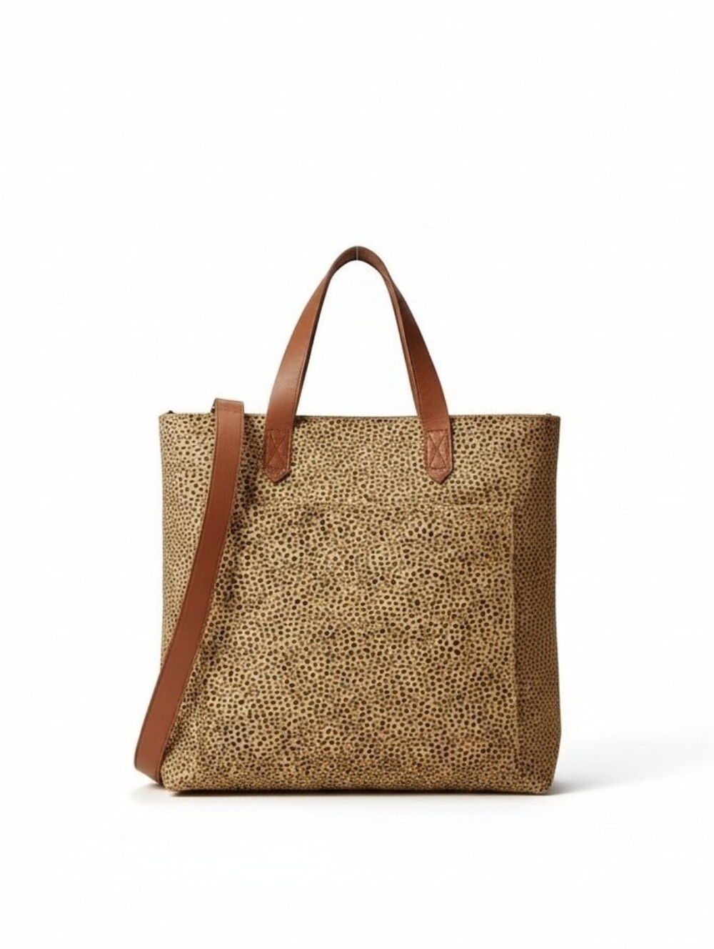 Madewell Transport Zip Tote Crossbody Leopard Spotted Print Calf Hair Small EUC
